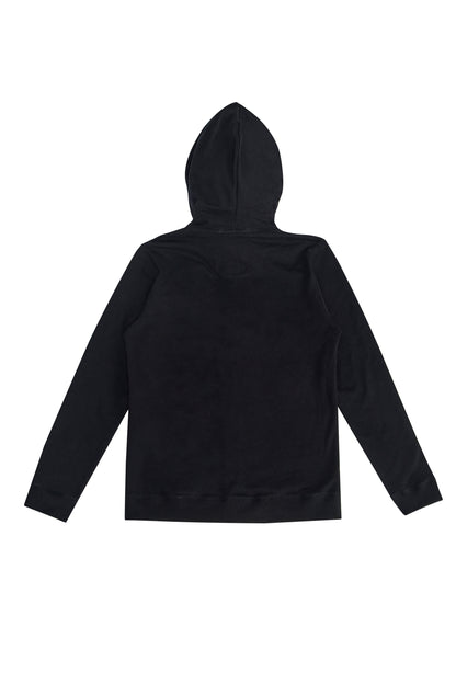 Women's GOTS Certified 100% Organic Cotton Black Sweatshirts Zip Up Hoodies Jacket with Pocket