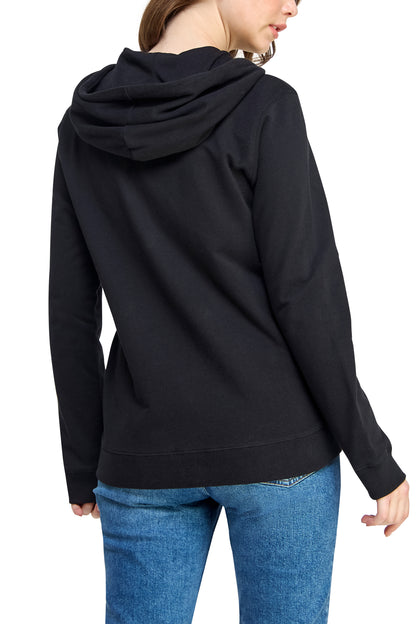 Women's GOTS Certified 100% Organic Cotton Black Sweatshirts Zip Up Hoodies Jacket with Pocket