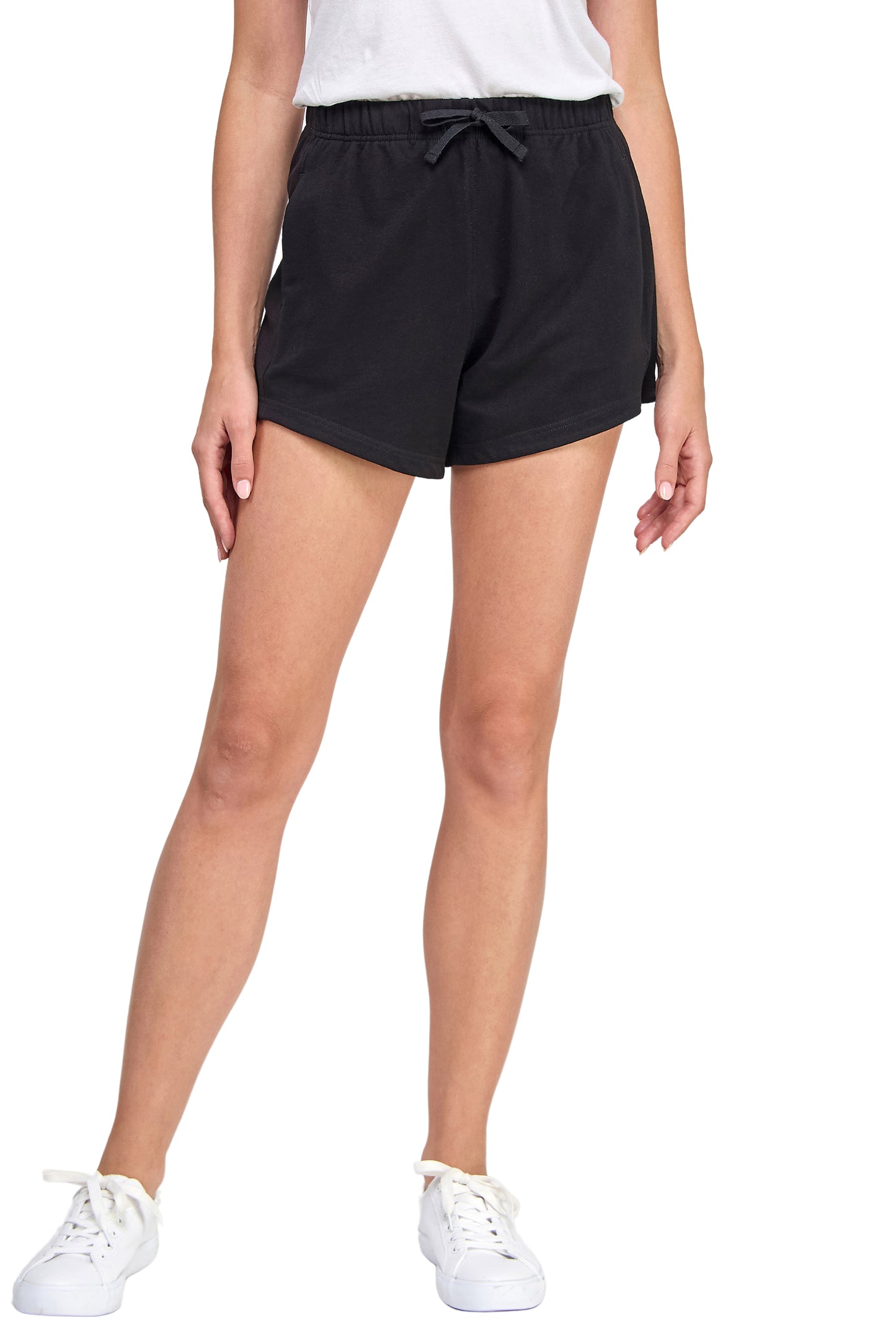 Women's GOTS Certified Organic Cotton Black French Terry High Rise Sweat Shorts Comfy Workout Lounge with Pockets