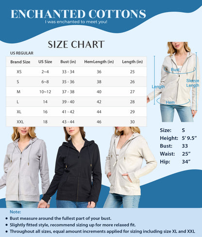 Women's GOTS Certified 100% Organic Cotton Melange Oatmeal Sweatshirts Zip Up Hoodies Jacket with Pocket